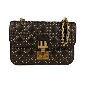 DIOR Brown Lambskin Leather Shoulder Bag